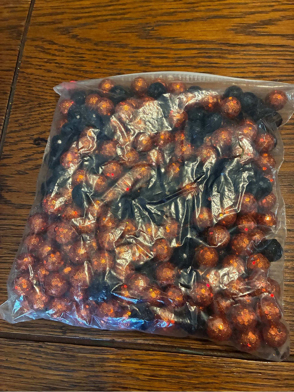 Festive Orange and Black Glitter Bead Garland - Holiday Decor